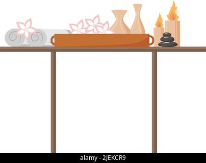 Table with spa products semi flat color vector object Stock Vector