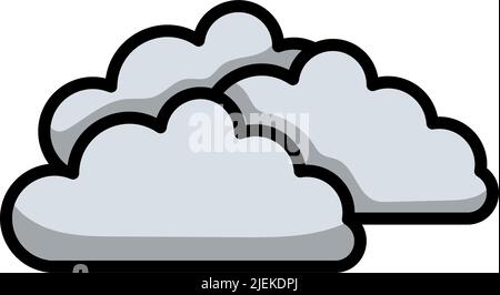 Cloudy Icon. Editable Bold Outline With Color Fill Design. Vector Illustration. Stock Vector