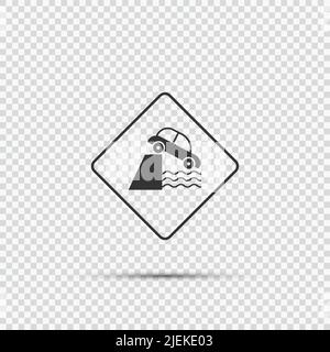 caution cliff ahead sign on transparent background,vector illustration Stock Vector