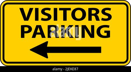 Visitors Parking Left Arrow Sign On White Background Stock Vector