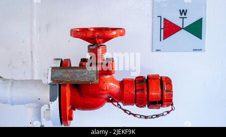 Detail of fire hydrant on board a ship. Passenger ferry Stock Photo