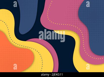 Abstract colorful doodles template design artwork with halftone. Decorative template design artwork background. Vector Stock Vector