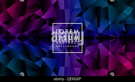 Random Diamond Pattern In Dark Neon Color Gradient. Abstract Geometric Background Design Template. Stock Vector