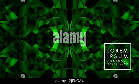 Symmetrical Poligonal Pattern Illustration in Dark Green Color Gradient. Abstract Background Design Template with Emerald Crystal Ornament. Stock Vector
