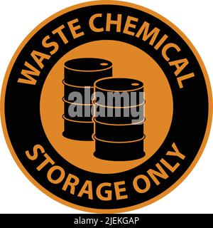 Warning Waste Chemical Storage Only On White Background Stock Vector