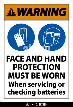 Warning When Servicing Batteries Sign On White Background Stock Vector