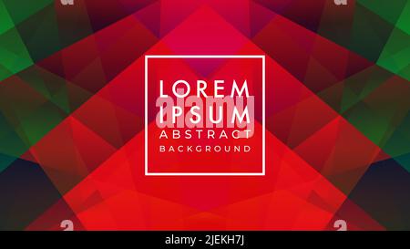 Symmetrical geometric pattern with red neon light. Abstract patch background design template. Dark multicolor gradient. Stock Vector