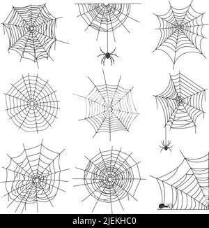 Halloween spider border with webs. Vector background of horror holiday ...