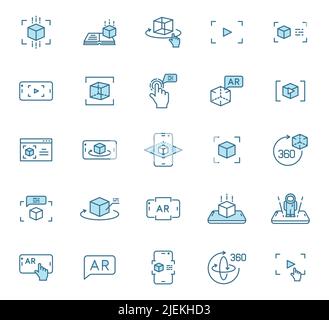 Augmented reality outline vector icons in two colors. Stock Vector