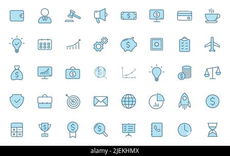 business finance outline icons in two colors for web, mobile and ui design. Stock Vector