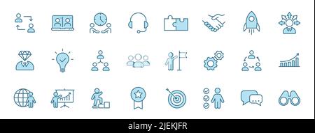 teamwork outline vector icons in two colors isolated on white Stock Vector