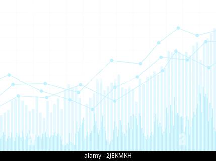 Blue stock market or financial chart with growth trend. On a white background - vector Stock Vector