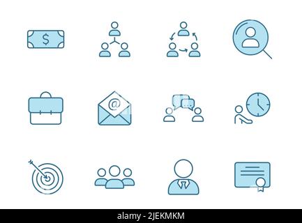 headhunting linear vector icons in two colors isolated on white background. Stock Vector