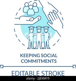 Keeping social commitments turquoise concept icon Stock Vector