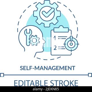 Self management turquoise concept icon Stock Vector