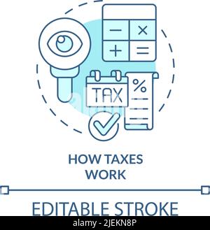How taxes work turquoise concept icon Stock Vector