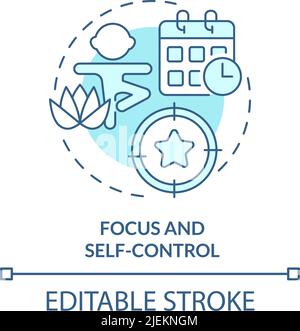 Focus and self-control turquoise concept icon Stock Vector