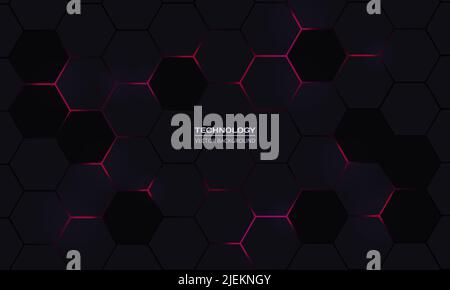 Dark abstract gaming background with hexagon carbon fiber grid and ...