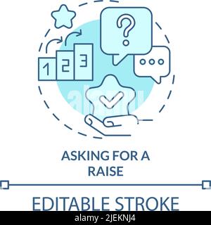 Asking for raise turquoise concept icon Stock Vector