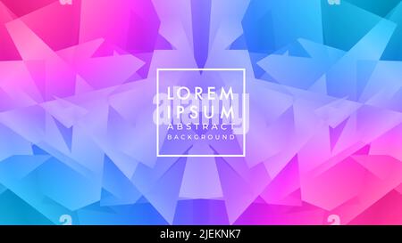 Random patch pattern vector illustration. Magenta pink blue purple multicolor gradient. Abstract geometric background design template. Stock Vector