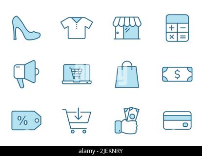 Black friday two color linear vector icons isolated on white. Stock Vector
