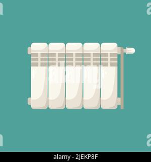 Vector illustration of the heating radiator. Central heating in the apartment. Room temperature. Heating season. Stock Vector