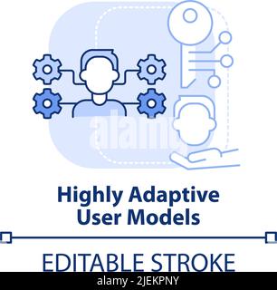 Highly adaptive user models light blue concept icon Stock Vector
