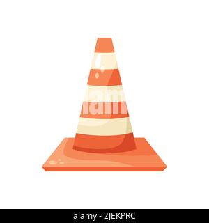 Vector illustration of a pit in asphalt fenced with a fence and a sign. Road works Stock Vector