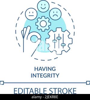 Having integrity turquoise concept icon Stock Vector