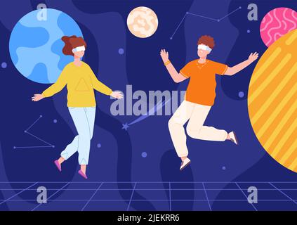 Digital metaverse. Meta universe alternate 3d world, vr space game digital technology, xr ar visualization future entertainment virtual gaming tech, vector illustration. Internet universe futuristic Stock Vector