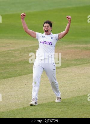 South Africa's Nadine de Klerk celebrates after hitting a six to win