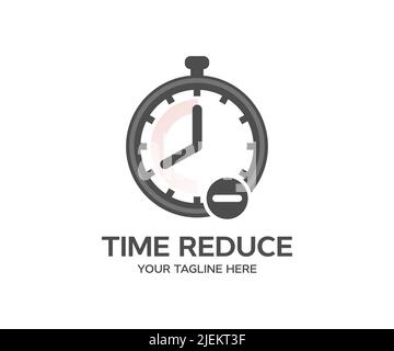 Time reduce, Stopwatch cross logo design. Remove time, time saving vector design and illustration. Stock Vector