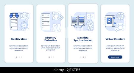 Directory services light blue onboarding mobile app screen Stock Vector