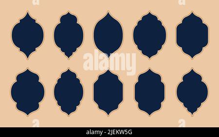 Decorative oriental window collection. Islamic arches in minimalist style. Vector illustration. Stock Vector