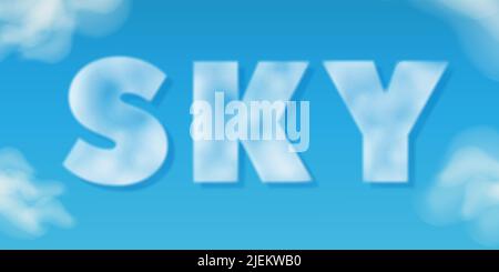 Sky - word transparent cloudy inscription on a blue background. Vector. Stock Vector
