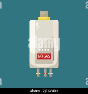 Vector illustration of a gas boiler, no gas. It's cold in the apartment. Stock Vector