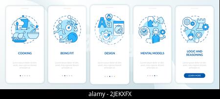 Life skills blue onboarding mobile app screen Stock Vector