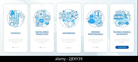 Professional skills blue onboarding mobile app screen Stock Vector