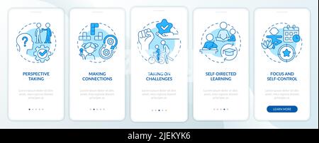 Skills for kids blue onboarding mobile app screen Stock Vector