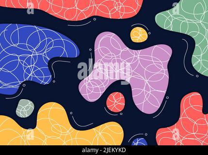Abstract doodle colorful template design decorative. Overlapping style of hand drawing color background. Vector Stock Vector