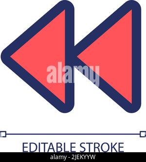 Fast backwards red RGB color ui icon Stock Vector