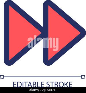 Fast forward red RGB color ui icon Stock Vector