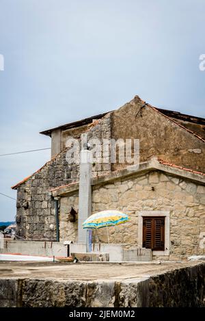 Parasol in Radunica, a historic and charming downtown neighbourhood, Split, Croatia Stock Photo