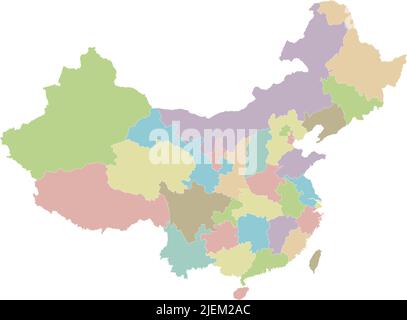 Vector blank map of China with provinces, regions and administrative divisions. Editable and clearly labeled layers. Stock Vector