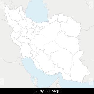 Vector blank map of Iran with provinces and administrative divisions, and neighbouring countries. Editable and clearly labeled layers. Stock Vector