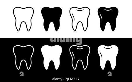 Clean teeth symbols dentist and dental hygiene tooth signs vector illustration icon set Stock Vector