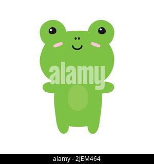 Vector flat cute frog isolated on white background Stock Vector