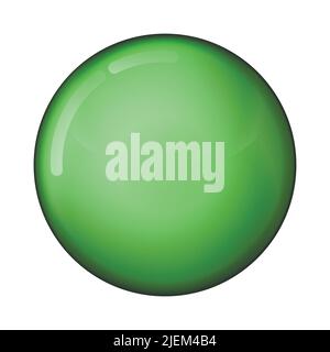 Glass green ball or precious pearl. Glossy realistic ball, 3D abstract vector illustration highlighted on a white background. Big metal bubble with Stock Vector