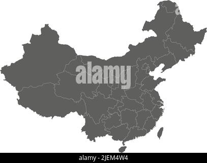 Vector blank map of China with provinces, regions and administrative divisions. Editable and clearly labeled layers. Stock Vector