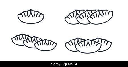 Gyoza dumpling vector icon set Stock Vector